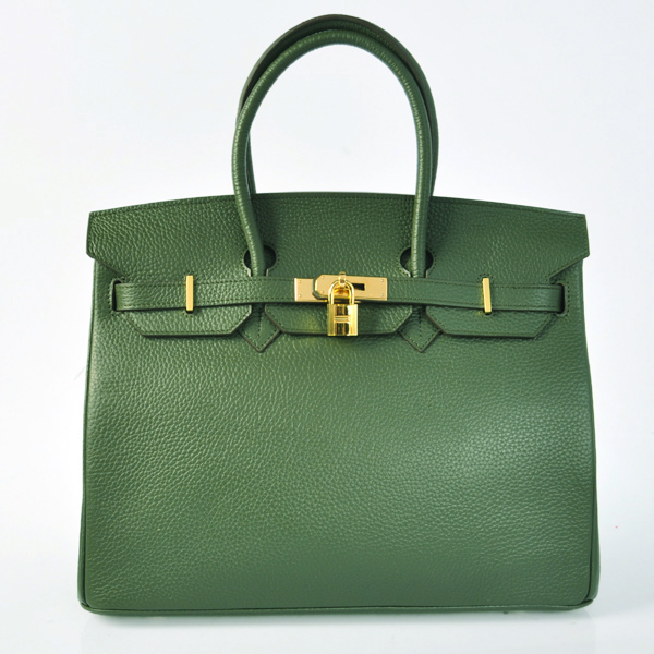 H35LAGG Hermes Birkin 35CM pelle clemence in verde dell'esercito con G